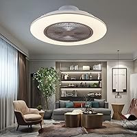 Ceiling Fans, Led Ceiling Fan with Light 3 Speeds Mute Fan Lighting Bedroom Ultra-Thin Fan Ceiling Light with Remote Control Modern Living Room Quiet Ceiling Fan Light with Timer/Brown