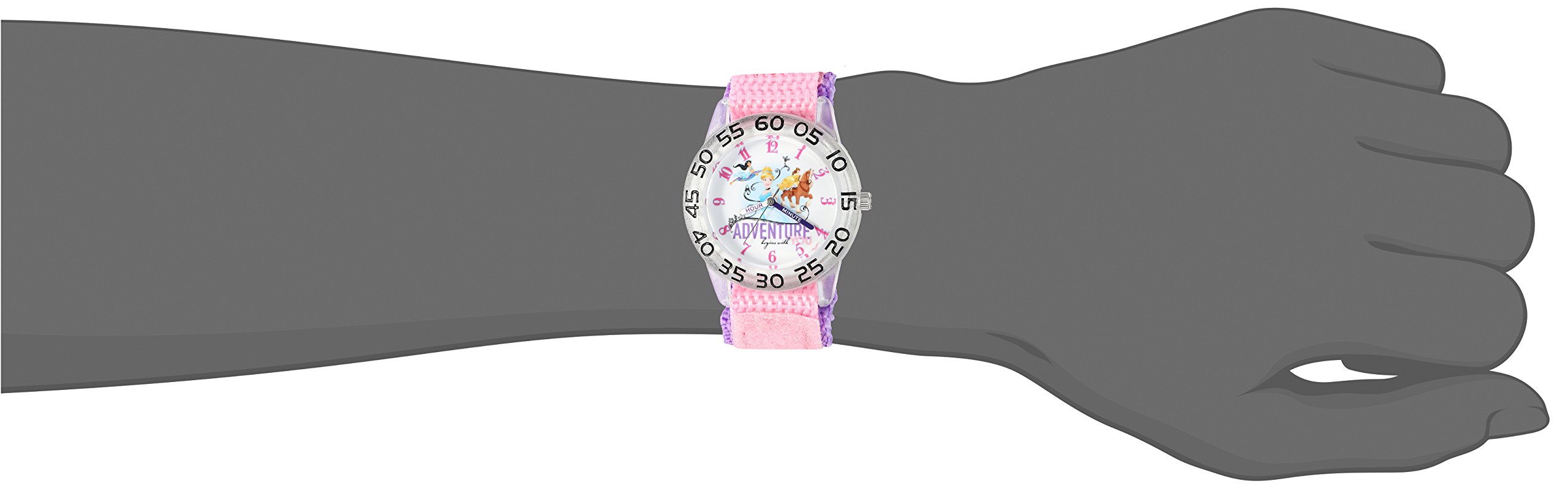 Disney Girl's 'Cinderella' Quartz Plastic and Nylon Watch, Color:Pink (Model: W002953)