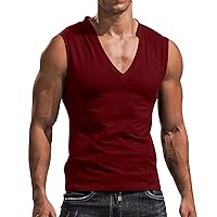 Mens Muscle Workout Tank Tops Summer Casual Slim Fit Cotton Sleeveless V Neck Beach T Shirt Gym Bodybuilding Tanks