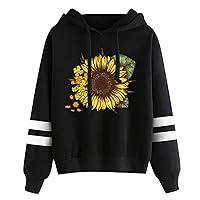 RMXEi Women's Autumn Hoodie,Women Summer Casual Sunflower Print Hooded Long Sleeve Top T-Shirt Sweatshirt