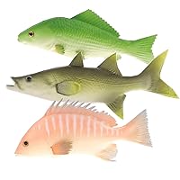 3 Pcs Artificial Snapper Carp Striped Bass Decoration Fake Fish for Home Party Kitchen Christmas - 9 inch