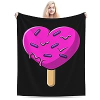 Heart Shaped Ice Cream Throw Blanket for Couch 60