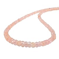 Vatslacreations Natural Morganite Beaded Necklace - Pink Gemstone Necklace with 925 Silver - June Birthstone Gift - Handmade Quartz Jewelry (4-5mm Beads)