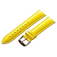 Clockwork Synergy - 2 Piece Ss Leather Lizard Grain Interchangeable Replacement Watch Band Strap 18mm - Yellow - Men Women