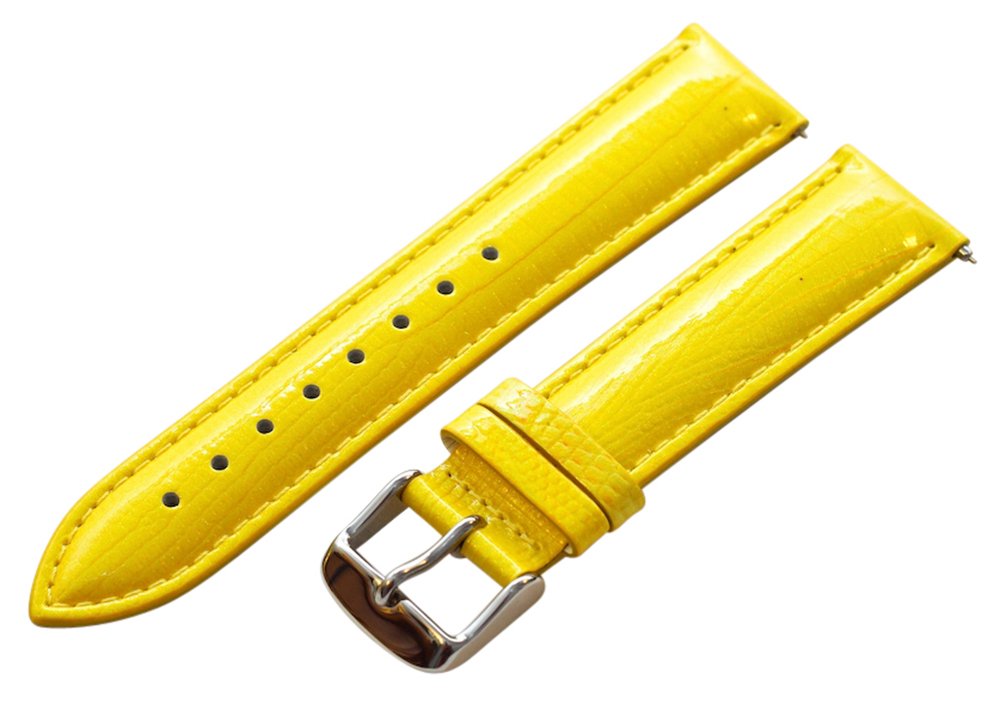 Clockwork Synergy - 2 Piece Ss Leather Lizard Grain Interchangeable Replacement Watch Band Strap 18mm - Yellow - Men Women