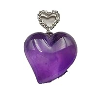 Natural Purple Amethyst Quartz Crystal Heart Uruguay Rare Pendant 21x22mm AAAAA
