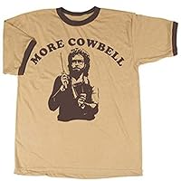 SNL Saturday Night Live More Cowbell Vintage Tan with Brown Ringers T-Shirt Tee