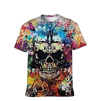 Mens Novelty-Cool T-Shirt Graphic-Tee Funny-Vintage Skull Short-Sleeve: Softstyle Shirts Comfortable Stylish Valentine's Day
