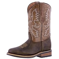 Men Honey Brown Western Leather Cowboy Boots Rodeo Saddle Roper Toe