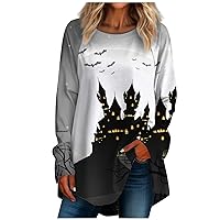 Halloween Oversized Sweatshirt For Women Long Sleeve Shirt Crewneck Pullover Tunic Tops For Teen Girls Loose Fit Dressy Tunic Tops For Women Loose Fit Dressy