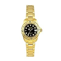Del Mar 50274 31mm Stainless Steel Quartz Watch w/Stainless Steel Band in Gold with a Black dial