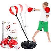 KMUYSL Punching Bag for Kids, Boxing Bag with Gloves, Height Adjustable Punching Bag for Age 5, 6, 7, 8 9 10+ Years Old Boys Girls, Ideal Chritsmas Birthday Gift for Kids