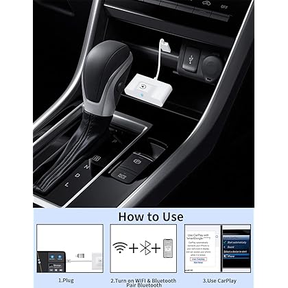 Wireless CarPlay Adapter 2023 Upgrade Version, Fastest and Most Stylish Apple CarPlay Wireless Adapter, Plug and Play, Convert Factory Wired to Wireless CarPlay, Wired CarPlay Required, PNBLAECE