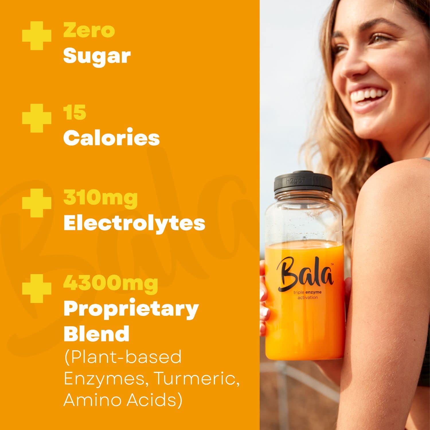 BALA Hydration Turmeric Drink Mix Packet|Sugar Free Electrolyte Powder, Muscle Recovery, Immune Support, Joint Relief|Zero Sugar, Plant-Based Enzymes, Bromelain, Papain, Curcumin(Variety 30 Pack)