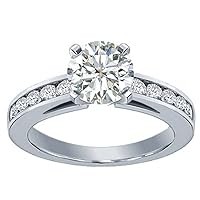 1.50 ct Ladies Round Cut Diamond Engagement Ring in Channel Setting 18 kt White Gold