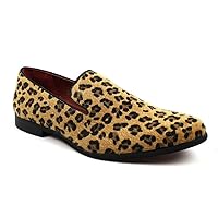 Men's Slip On Leopard Print Modern Dress Shoes Loafers C-351