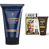 Just for Men Control GX + THK Thickening Shampoo with Grey Reduction & Control GX Grey Reducing Shampoo, Gradual Hair Color for Stronger and Healthier Hair, 4 Fl Oz - Pack of 1 (Packaging May Vary)