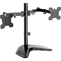 WALI Free Standing Dual LCD Monitor Fully Adjustable Desk Mount Fits 2 Screens up to 27 inch, 22 lbs. Weight Capacity per Arm, with Grommet Base (MF002), Black