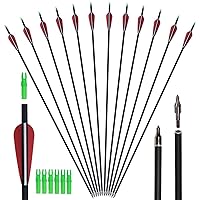 GPP Archery Carbon 30-Inch Targeting/Hunting Arrows Field Points Replaceable Tips for Recuve Bow & Compound Bow