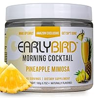 EarlyBird Morning Cocktail - Pineapple Mimosa 45 Servings - Clean Energy Drink (Natural Caffeine), Increased Motivation (Nootropics), Supercharged Hydration (Electrolytes) - Wake Up Early Drink w/