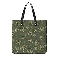 Atoms Pattern Printed Tote Bag for Women Fashion Handbag with Top Handles Shopping Bags for Work Travel
