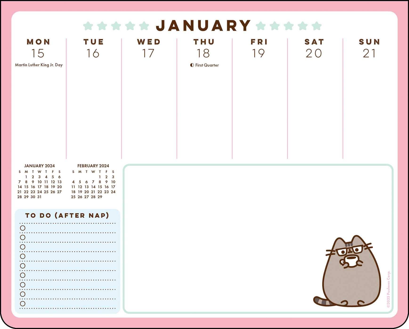 Pusheen 2024 Weekly Desk Pad Calendar