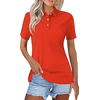 Office Short Sleeve Spring Tshirt Womans Classic Plus Size Comfy Solid Color T Shirts for Women Airoft V Red L