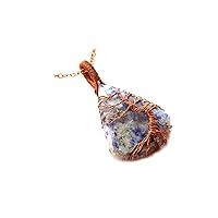 Sodalite Gemstone Necklace, Tree of Life Necklace, Copper Wire Wrapped Jewelry, Gift For Her, DR-1018