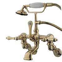 Bestway Store Elements of Design DT4572AL Hot Springs Wall Mount Clawfoot Tub Filler with Hand Shower, Polished Brass