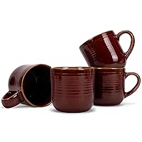 Elanze Designs Glossy Reactive Glaze Large 17 Fluid Ounce Everyday Kitchen Food Grade Ceramic Stoneware Coffee Mug Cup with Comfort Curved Handles, Set of 4, Burnt Auburn Red