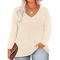 RITERA Plus Size Tops for Women V Neck Winter Shirts Oversized Long Sleeve Loose Fit Henley Shirts Casual Ladies Tunic XL-6XL
