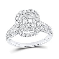 The Diamond Deal 14kt White Gold Emerald Diamond Halo Bridal Wedding Engagement Ring 1 Cttw
