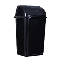 Superio Kitchen Trash Can 13 Gallon with Swing Lid, Plastic Tall Garbage Can Outdoor and Indoor, Large 52 Qt Recycle Bin and Waste Basket for Home, Office, Garage, Patio, Restaraunt (Black), 1 Count