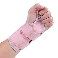 Wrist Brace for Carpal Tunnel, Night Wrist Sleep Support Splint with Compression Sleeve Adjustable Straps for Pain Relief, Arthritis, Tendonitis, Fitness (Left Hand-Pink, S/M (Pack of 1))