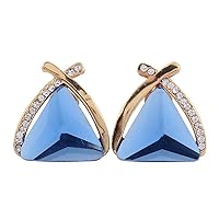 Grace Jun™ Bridal Rhinestone Crystal Triangle Shape Clip on Earrings Non Piercing for Women Ear Clip