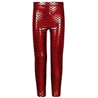 New Kids Girls Mermaid Fish Scale Holographic Slimfit Metallic Leggings Trousers