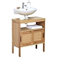 EVIDECO French Home Goods Wall-Mounted Sink Floor Cabinet Mahe 2 Doors Bamboo Wood