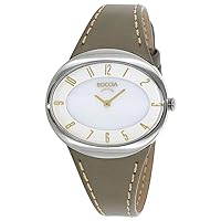 Boccia Women's Quartz Watch with White Dial Analogue Display and Grey Leather Strap B3165-17