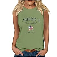 American The Beautiful 1776 Tank Tops Women American Flag Star Stripes Patriotic Tops 4th of July Sleeveless Tees