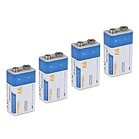 High Performance Backup Battery, 9V 1000Mah USB Rechargeable Li-Po Battery, for Instrumentation Toy Remote Control Metal Detector, 4 Pcs