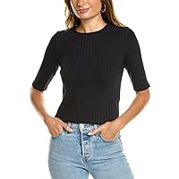 Vince Women's Rib Elbow Sleeve Cropped Top