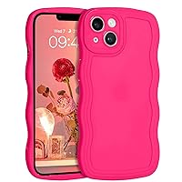 YINLAI Designed for iPhone 13 Case, Neon Pink Phone Cover Cute Curly Wave Frame Shape Slim Soft TPU Gel Rubber Bumper Shockproof Protective Phone Cases 6.1 Inch, Hot Pink
