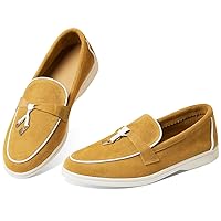 Penny Loafers for Women Slip On Almond Toe Suede Flat Shoes Moccasins Drive Shoes