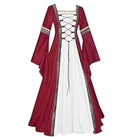 XJYIOEWT Spring Dresses for Women 2024 Wedding Guest, Women's Floor Length Vintage Cosplay Gothic Dress Women's Dress D