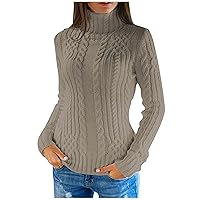 Women's Sweaters Long Sleeve High Collar Pullover Sweater Knitted Jumper Tops Blouse Sweaters