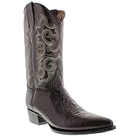 Texas Legacy Mens Brown Western Leather Cowboy Boots Turtle Design Print J Toe