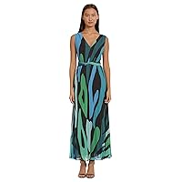 Donna Morgan Women's Sleeveless Pleated Skirt Maxi Dress