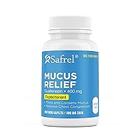 Safrel Pharma Mucus Relief Guaifenesin 400 mg - Fast Acting Expectorant, Thins and Loosens Mucus, Relieves Chest Congestion, Cough, Cold and Flu | Compare to Mucinex Tablets (200 Count (Pack of 1))