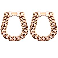2 Pc Solid Cuban Link Bracelet Pure Copper Chunky Chain Statement Jewelry 7.5