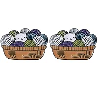 Wool Cat Lapel Pin 2 Piece Set Cute Cat Yarn Bowl Enamel Brooch Pins Badges Clothes Accessories Gifts